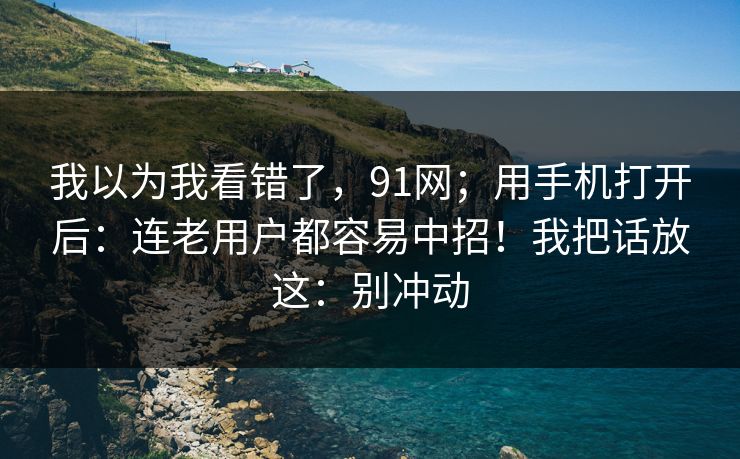 我以为我看错了，91网；用手机打开后：连老用户都容易中招！我把话放这：别冲动